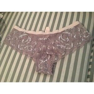 New Rare Victoria’s Secret Sheer Floral Lace Metallic Panty Size Small
